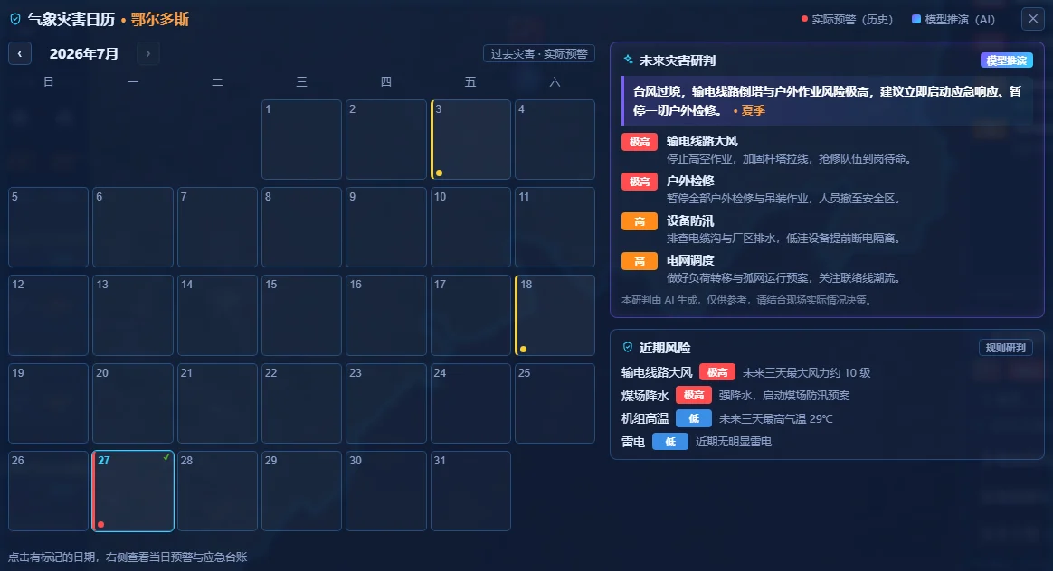 气象灾害日历·历史台账